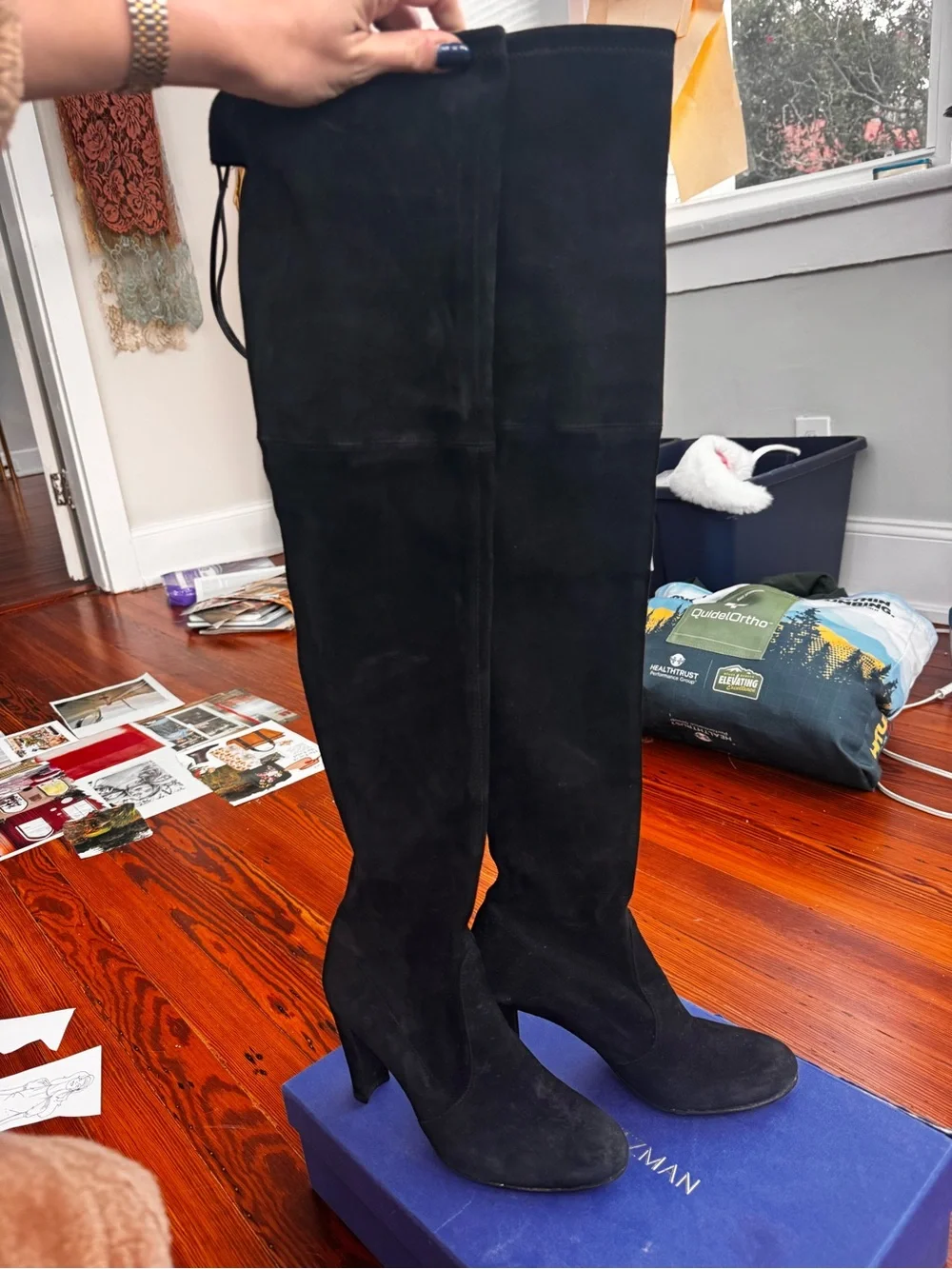 Stuart Weitzman Black Over-the-Knee Suede Boots